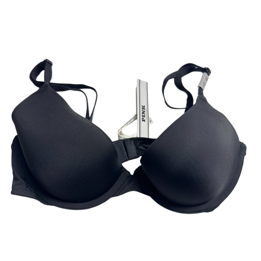 Victoria's Secret PINK Wear Everywhere T-Shirt Bra 34B Black Lightly Lined NWT